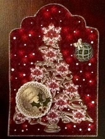 Two Large Tag Shaped Toppers With Artistic Christmas Tree Set 8 by Julie McGregor