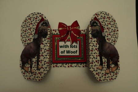 Chinese Crested Christmas Bone Shaped Card by Julie McGregor