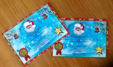 Santas Official Nice Certificate A5 x 2 by Julie McGregor