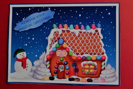 Gingerbread House Christmas card topper by Julie McGregor