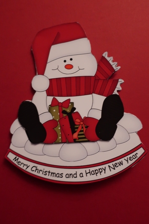 3D Shaped Rocking Christmas Card Mini Kit - Snowman Oli has Xmas Presents by Julie McGregor