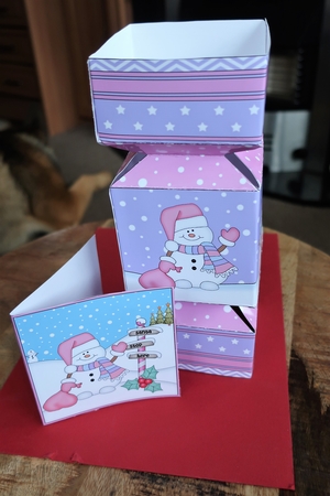 3D Large Christmas Cracker Box -  Snowman Oli has a Sack of Presents by Julie McGregor