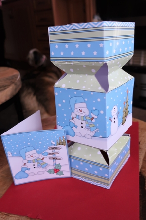 3D Large Christmas Cracker Box -  Snowman Oli has a Sack of Presents by Julie McGregor