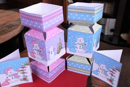3D Large Christmas Cracker Box -  Snowman Oli has a Sack of Presents by Julie McGregor