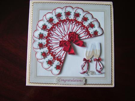 Wedding Day Card Front with Fan Decoupage by Julie McGregor
