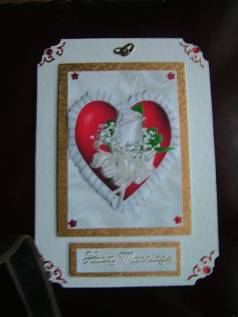 Big Red Satin Heart, with White Rose, A4 Topper by Julie McGregor