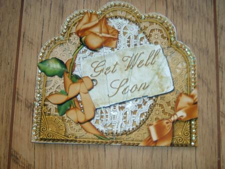 Get Well Soon Golden Rose Ornate Scallop Deco Stacker by Julie McGregor