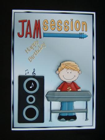 Jam Session Keyboard Boy Quick Card Front with Decoupage by Julie McGregor