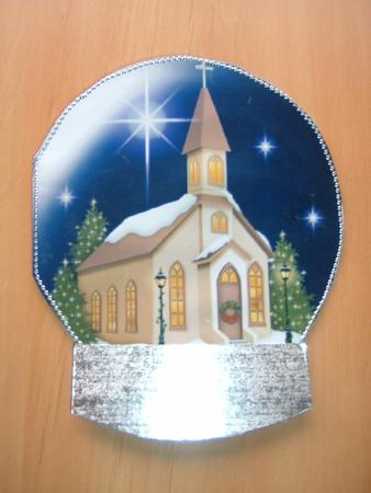 Christmas Snow Globe with Church Scene by Julie McGregor