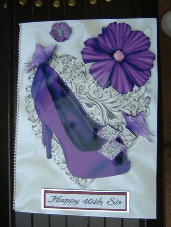 Pretty Diamond Purple Shoes on a Silver Heart A4 by Julie McGregor