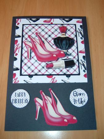 Stilettos, Perfume & Lipstick Decoupage - Burgundy & Black by Julie McGregor