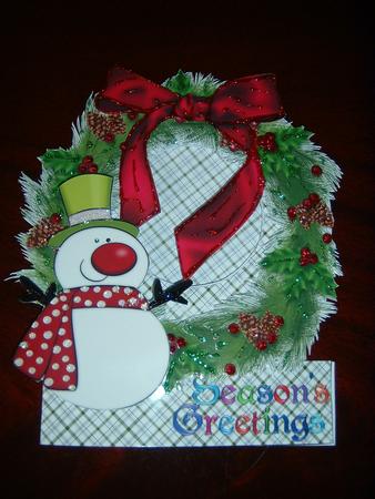 Wreath Card Kit - with Snowman by Julie McGregor