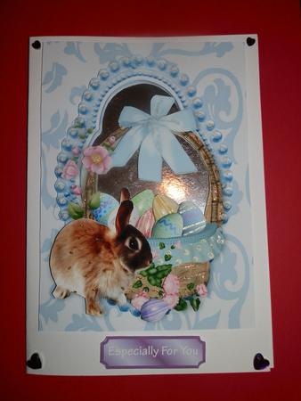 Easter Bunny in Bead Frame with Basket of Eggs A4 by Julie McGregor