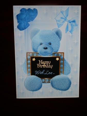 Little Blue Love Bear with Hearts in Star Frame by Julie McGregor