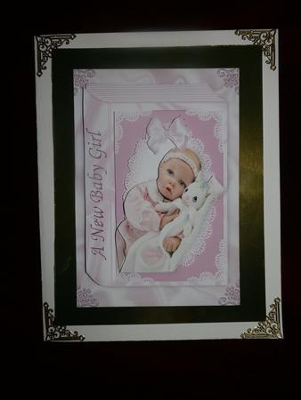 Sweet Baby Doll in Lace Frame on Folded Book A4 by Julie McGregor