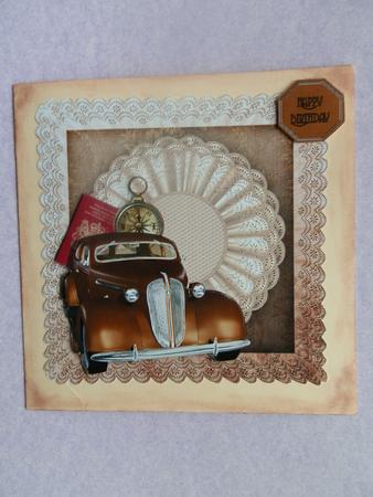Old Vintage Brown Car 8 x 8 Card Front (multi Uses) by Julie McGregor