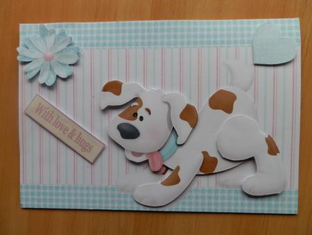 White & Brown Dog on Lovely Backing Paper by Julie McGregor