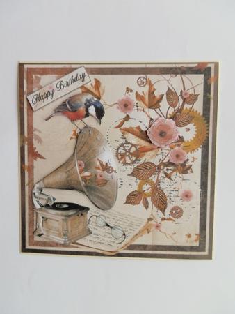 Vintage Gramophone & a Touch of Steampunk Swirl Card Front by Julie McGregor