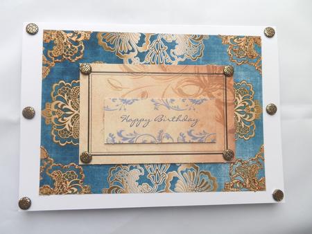 Dusky Teal Gold Metallic Damask A4 Backing Paper by Julie McGregor