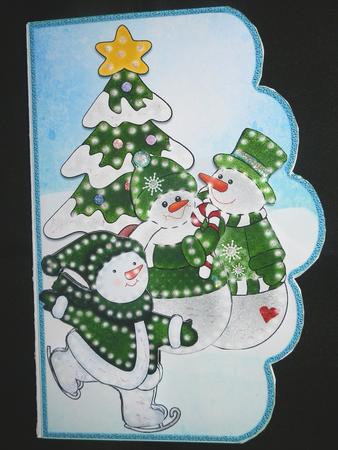 Snow Family Scalloped Card Front by Julie McGregor