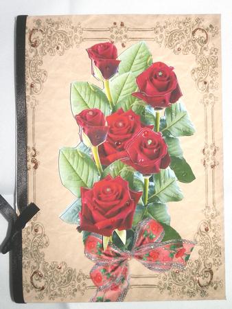 Red Rose Bunch on Vintage Background for Any Occasion by Julie McGregor