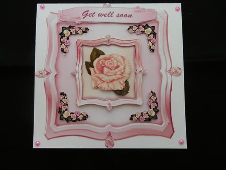 Roses in Double Frames Pink-peach by Julie McGregor
