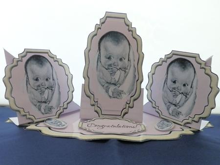 Triple Twist Easel Card - New Baby - Female by Julie McGregor