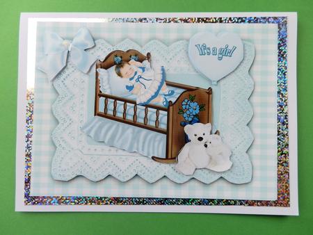 Pretty in Turq Sleeping Baby in Her Crib A4 by Julie McGregor