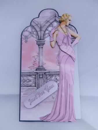 Pink Lady Shaped Card by Julie McGregor