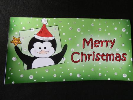 Xmas Penguin Money or Gift Wallet and Card by Julie McGregor