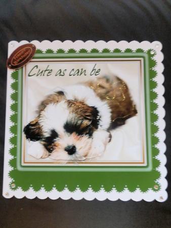 As Cute as Can Be Puppy in Dark Green Frame by Julie McGregor