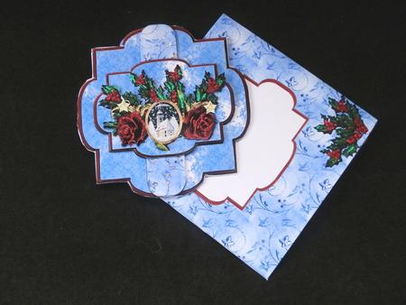 Christmas Church and Roses Shaped Layered Card by Julie McGregor