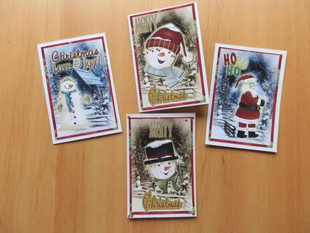 4 Christmas Toppers-snowmen & Santa by Julie McGregor