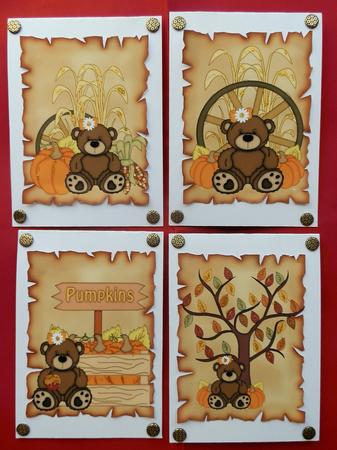 4 Autumn Bear Toppers by Julie McGregor