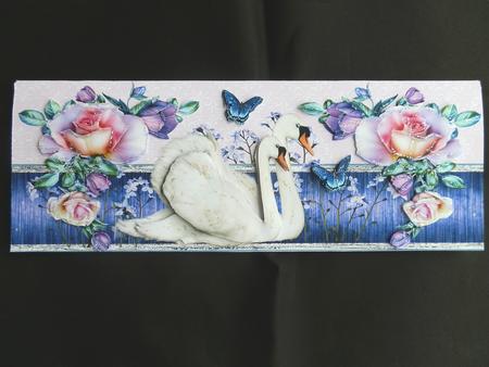 Swans and Roses Large Dl Card by Julie McGregor