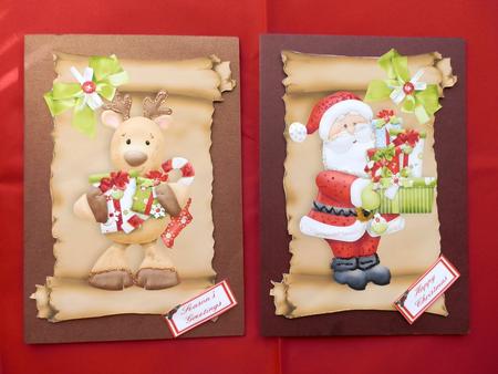 Santa and Reindeer with Lots of Pressies Toppers by Julie McGregor