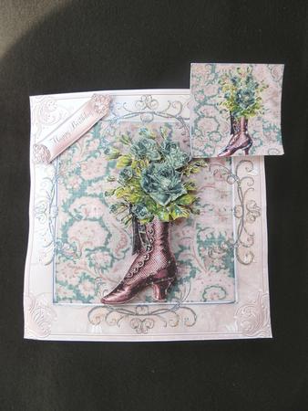 Vintage Roses and Boots 8x8 by Julie McGregor