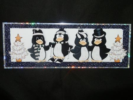 Cute Little Penguins with Gold Christmas Tree Dl by Julie McGregor