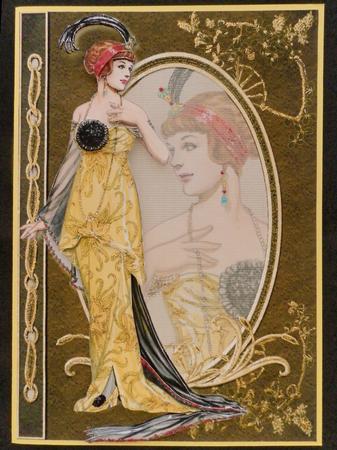 Art Nouveau Lady Fashion Reflections Decoupage by Julie McGregor