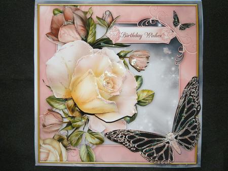 Pink Roses & Butterfies by Julie McGregor