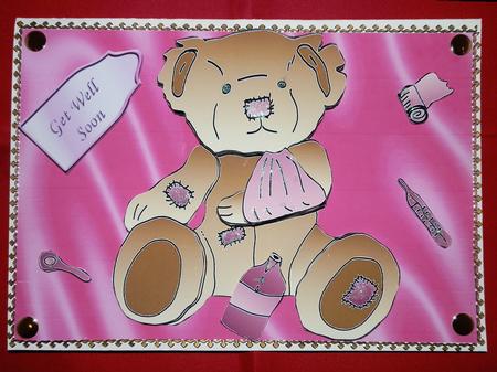Brown with Pink Get Well Soon Teddy by Julie McGregor
