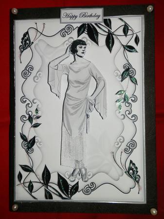 Art Deco Lady in Black and White by Julie McGregor