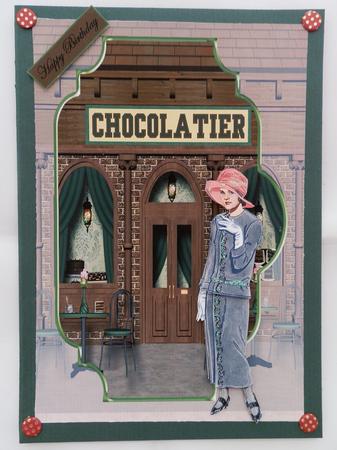 Visiting the Chocolate Shop Bracket Scene Card by Julie McGregor