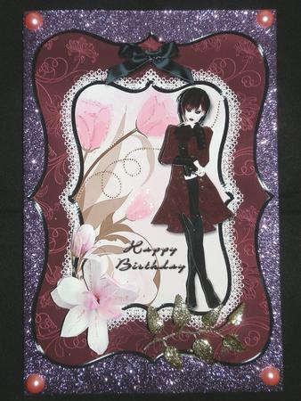 Burgandy and Black Girl Bracket Shaped Topper by Julie McGregor