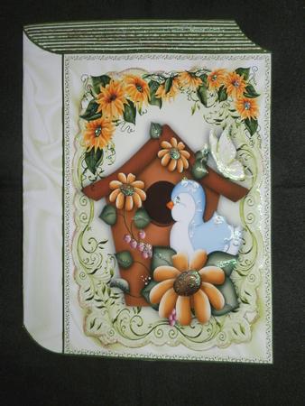 Bird in Birdhouse with Sunflowers Folded Book by Julie McGregor
