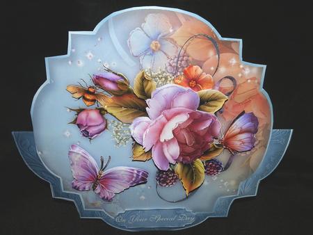 English Country Roses Elegant Shaped Wobble Card by Julie McGregor