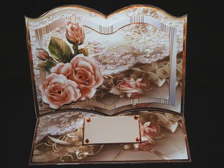 Peach Rose Easel Book with Stopper and Decoupage Mini Kit by Julie McGregor