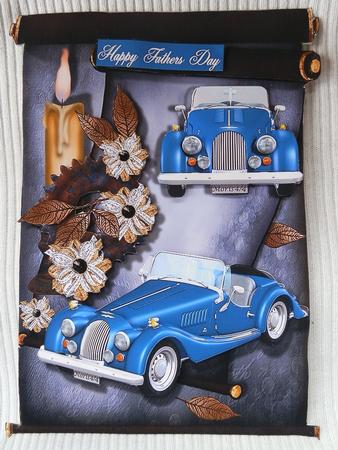 Scroll Male Card with Cars.2 by Julie McGregor