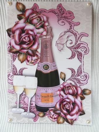 Pink Champagne and Roses with Glasses by Julie McGregor