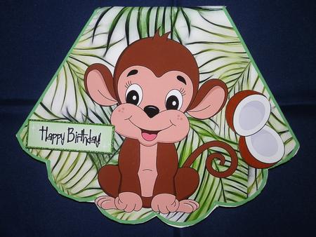 Cute Little Monkey in the Jungle on a Rocker Card by Julie McGregor